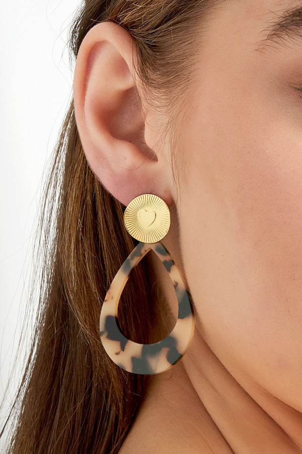 Statement earrings coin with oval print