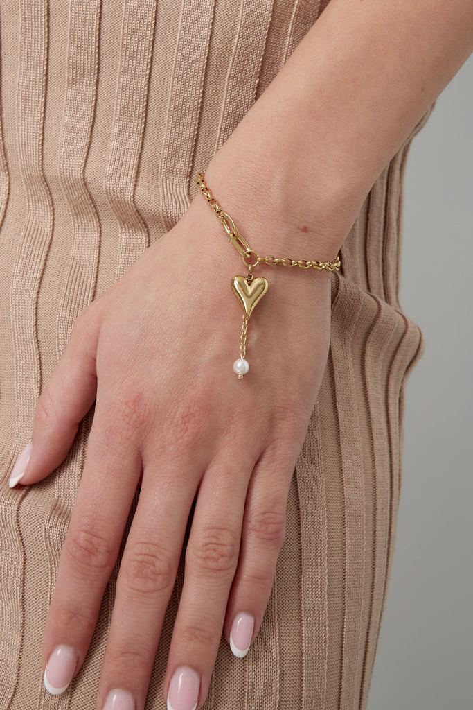 Chain bracelet heart with pearl