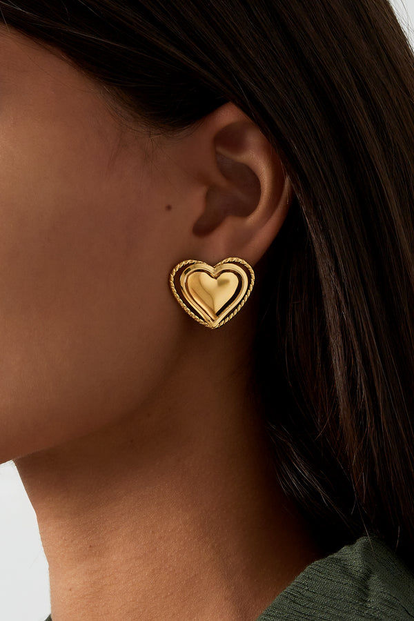 Stud big heart earrings