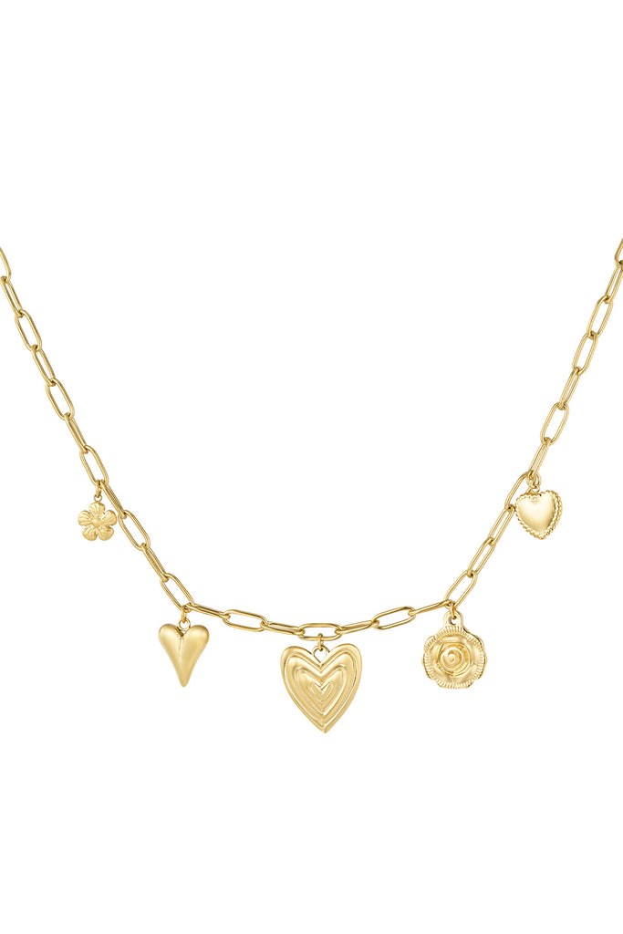 Necklace floating heart charms