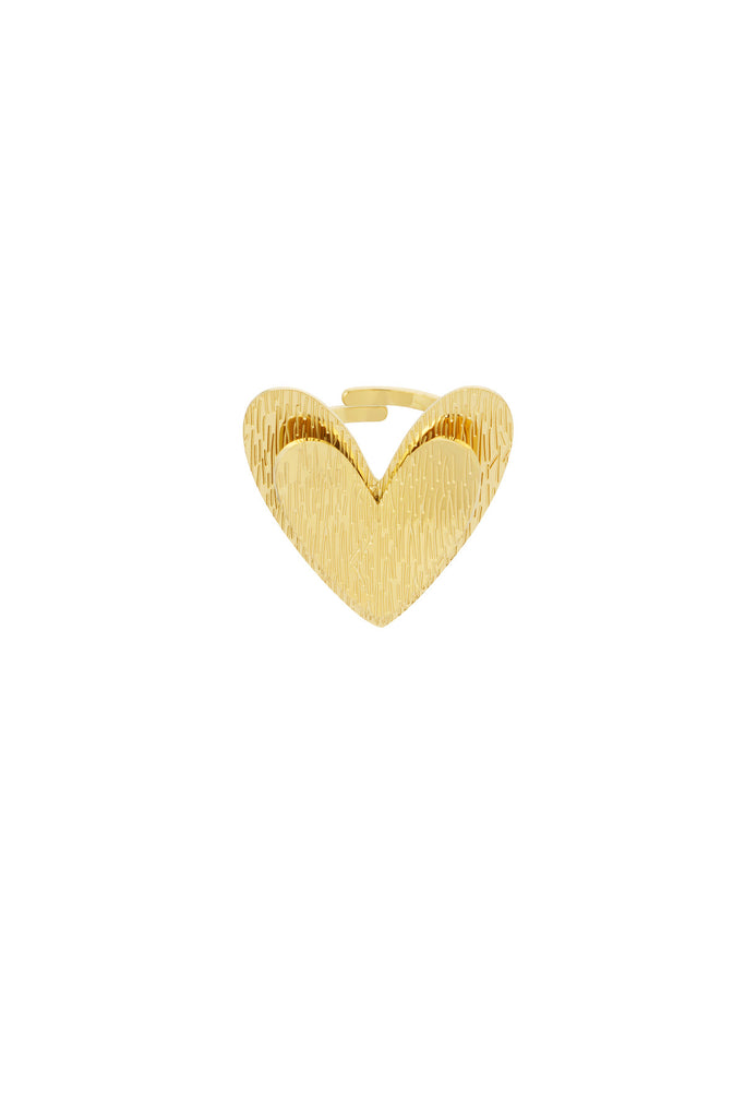Statement ring double heart