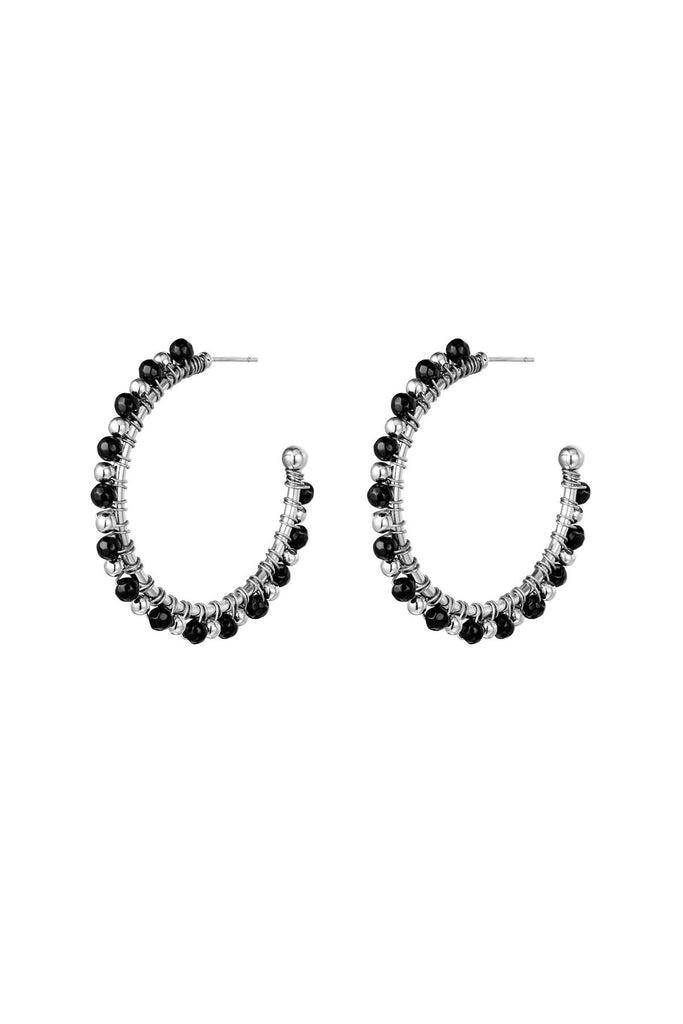 Stud hoop earrings beads