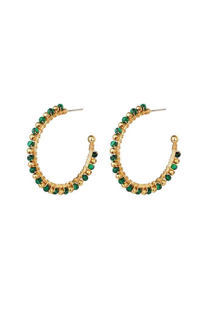 Stud hoop earrings beads