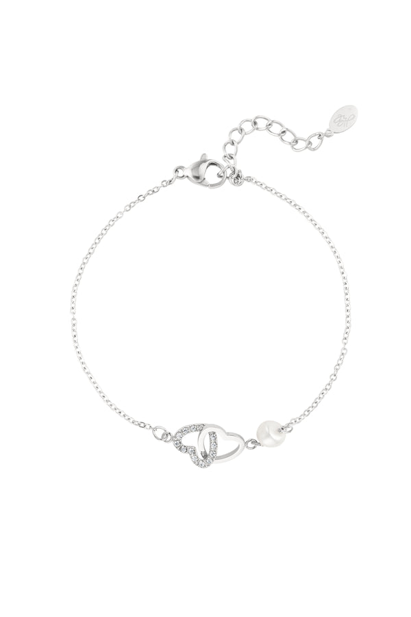 Bracelet intertwined hearts with pearl