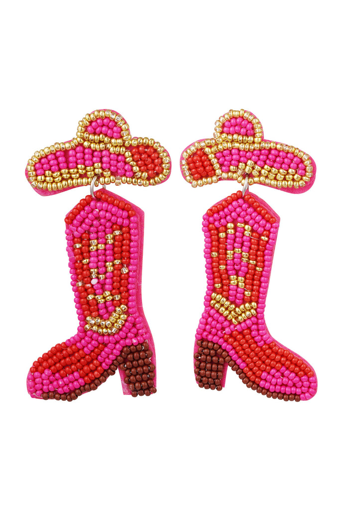 Beaded cowboy earrings