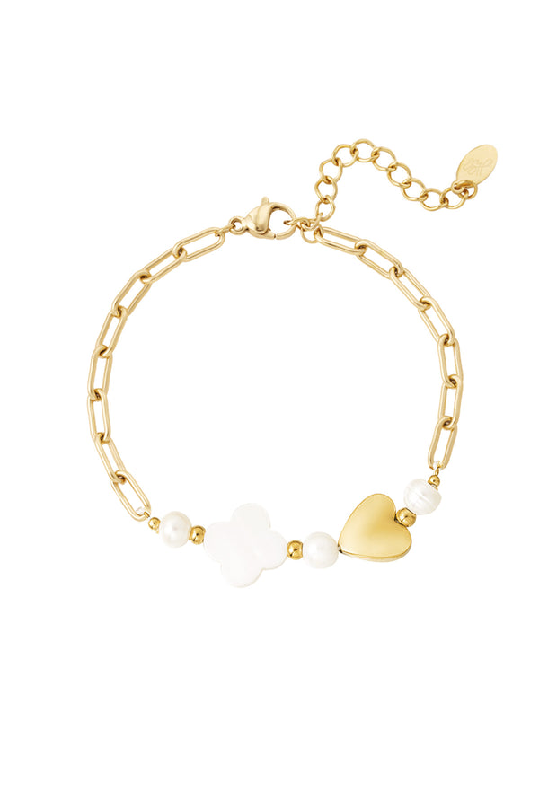 Chain bracelet heart & clover