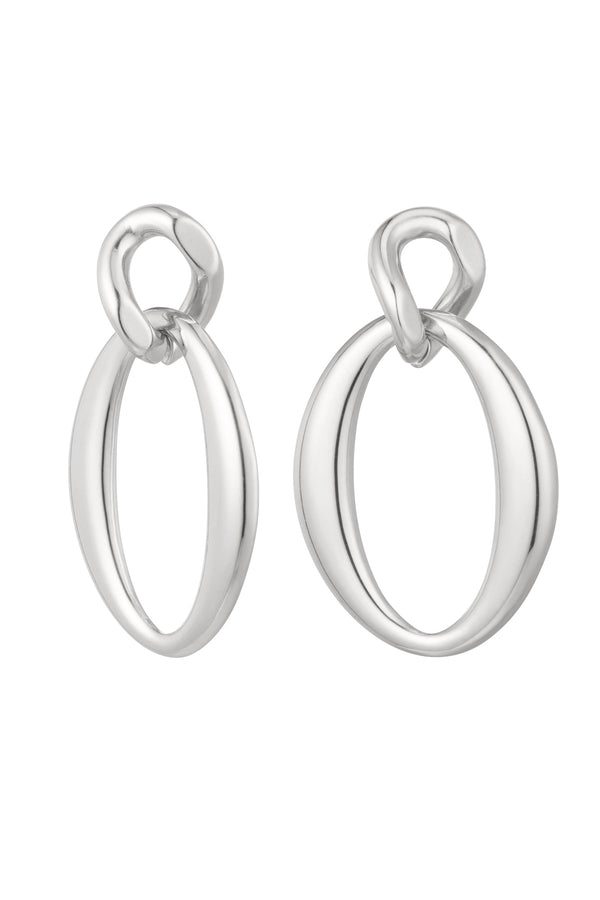 Earrings double chain oval