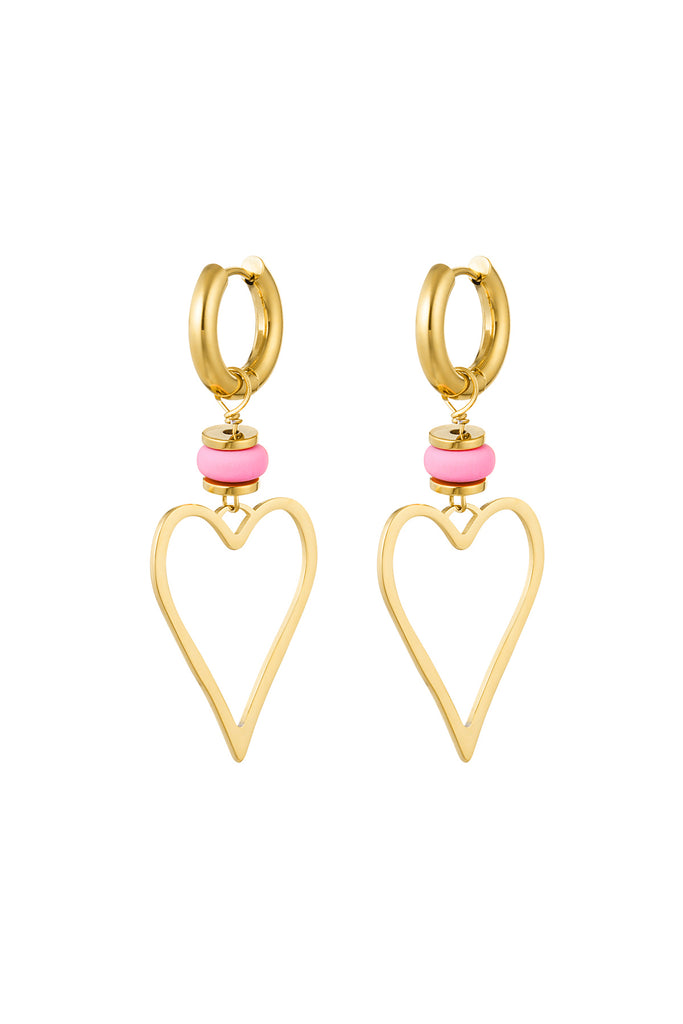 Earrings heart beads pink