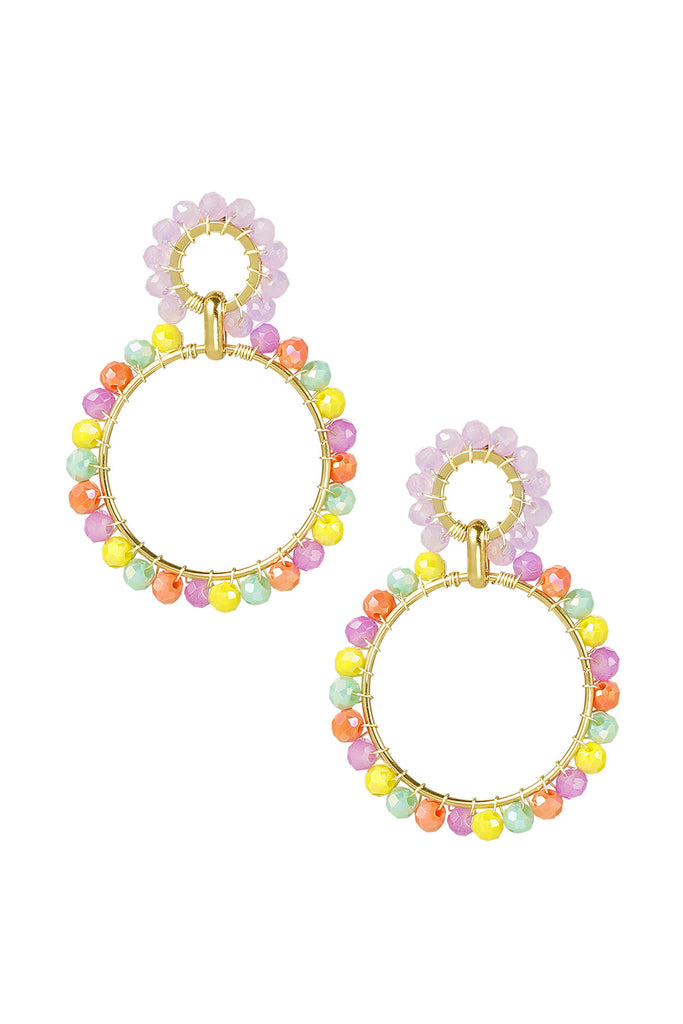 Earrings colourful beads circles
