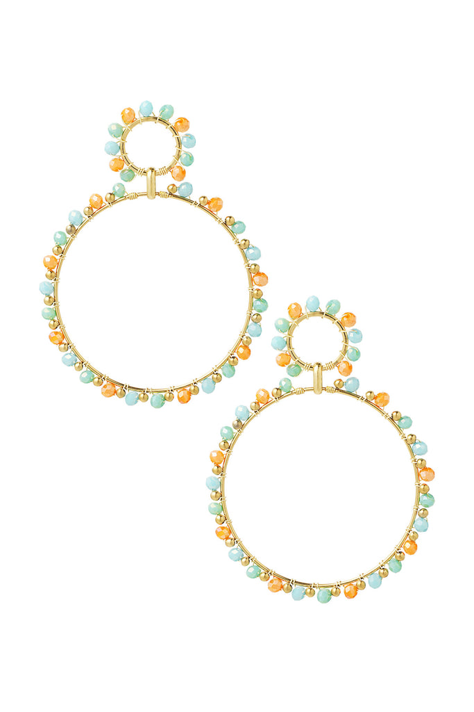 Earrings double circles big/small beads