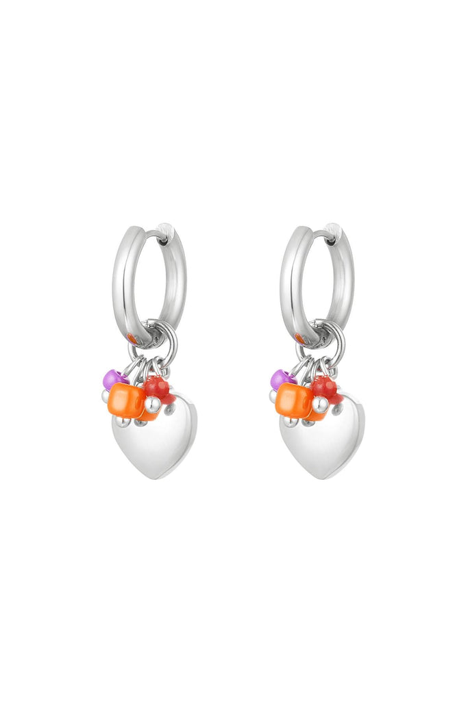 Earrings heart & beads