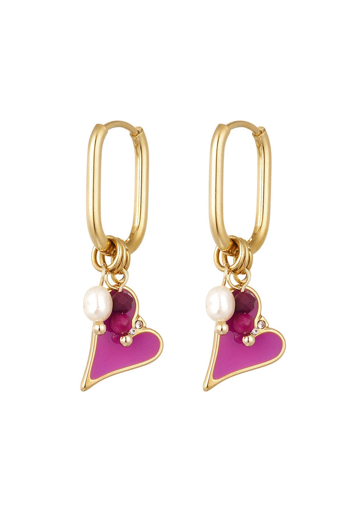 Rectangle earrings beads & heart