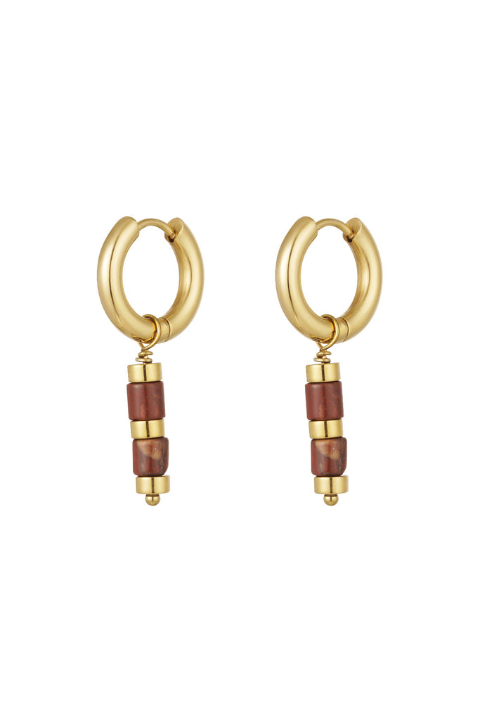 Earrings bar beads & stone