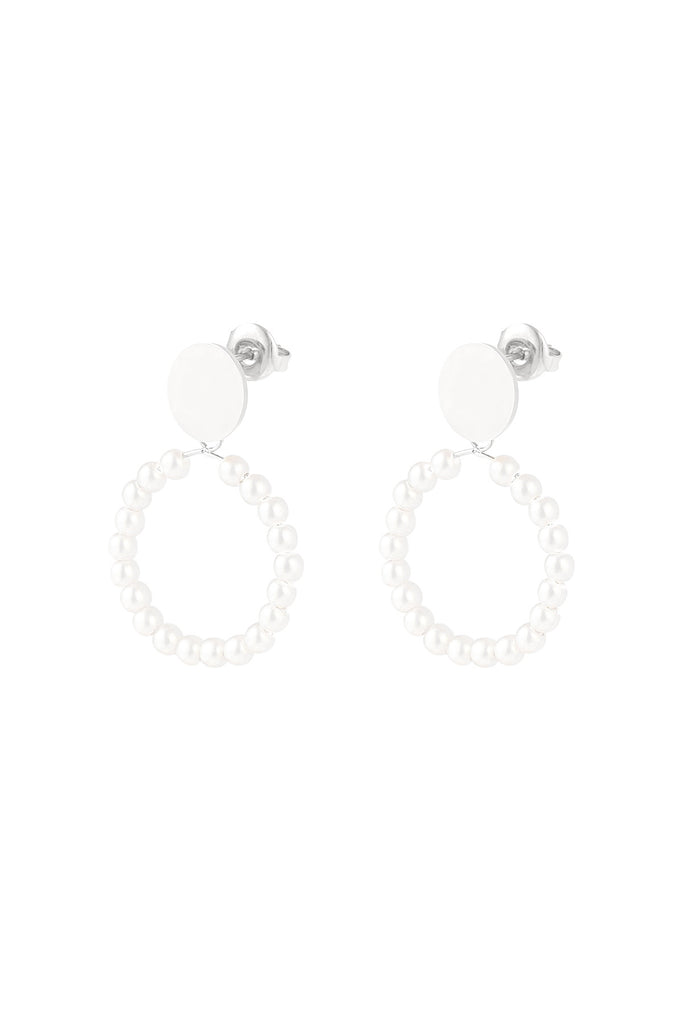 Earrings double circle pearls