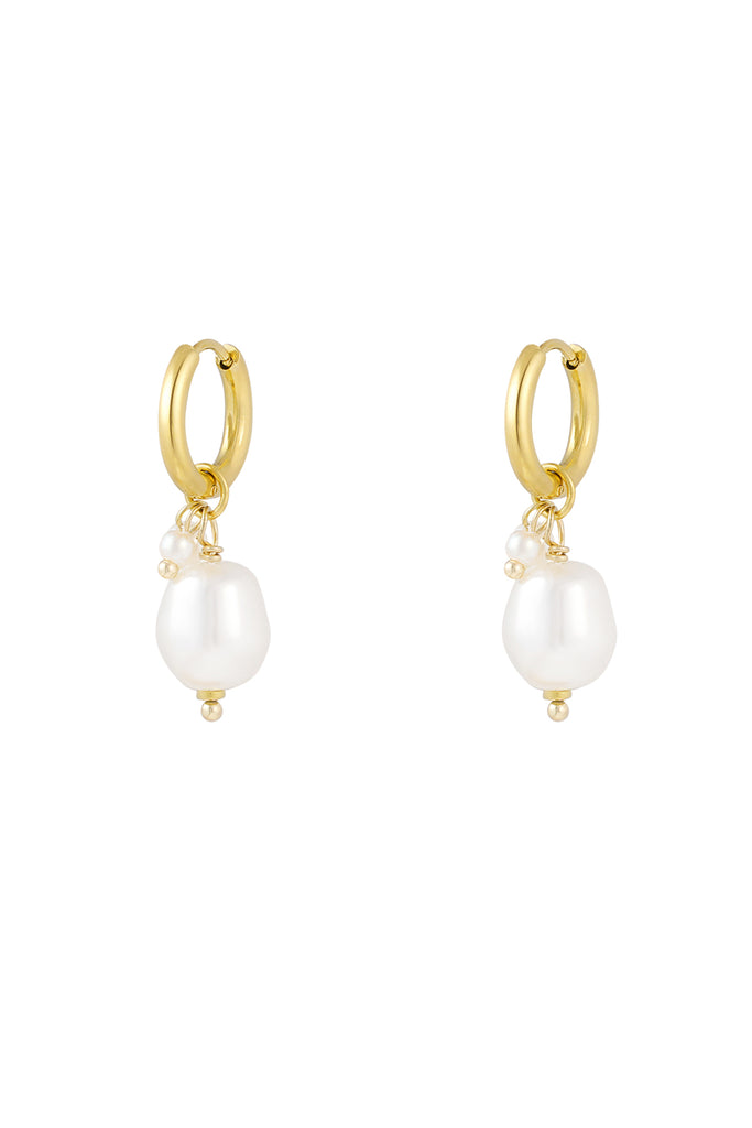 Earrings large & small pearl