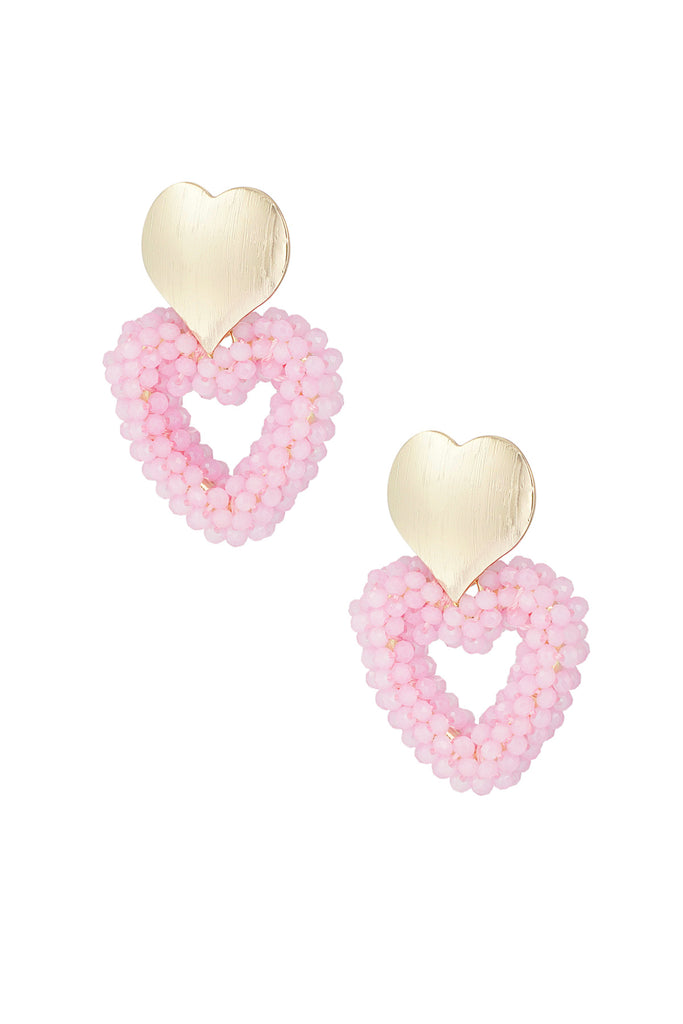 Earrings beaded heart small