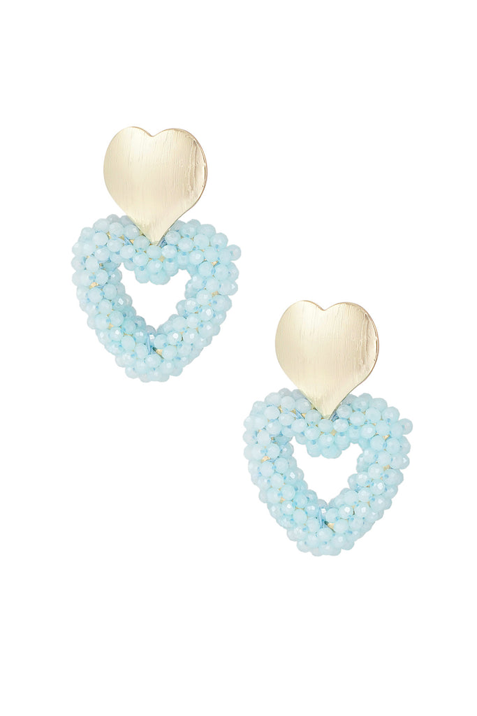 Earrings beaded heart small