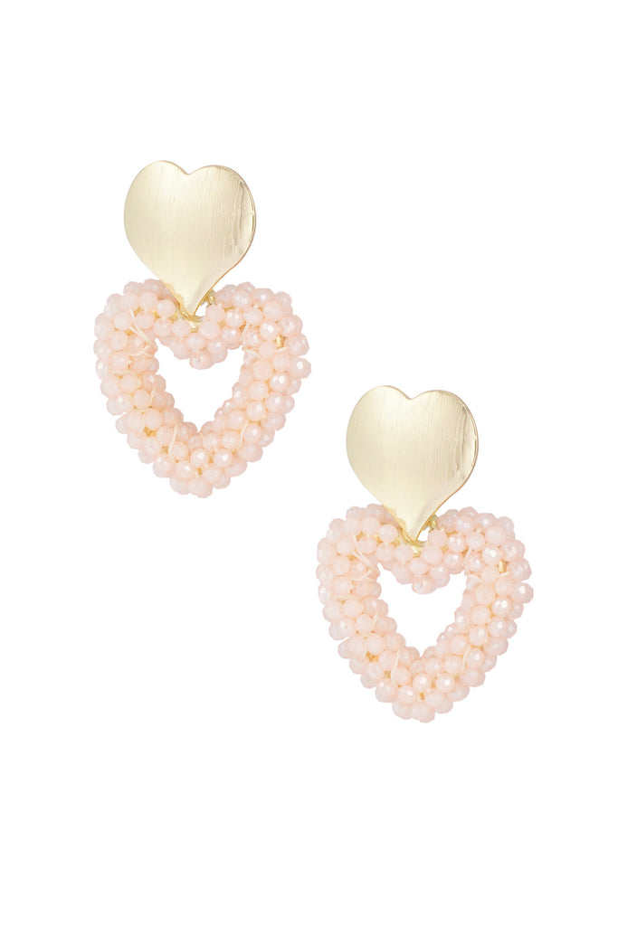 Earrings beaded heart small