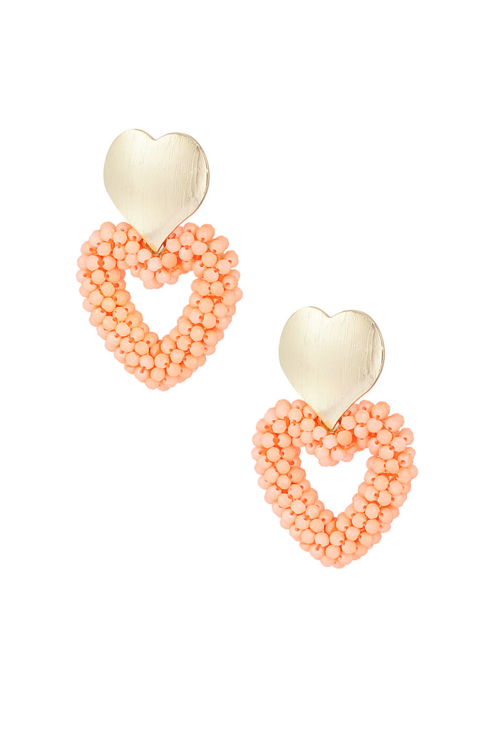 Earrings beaded heart small