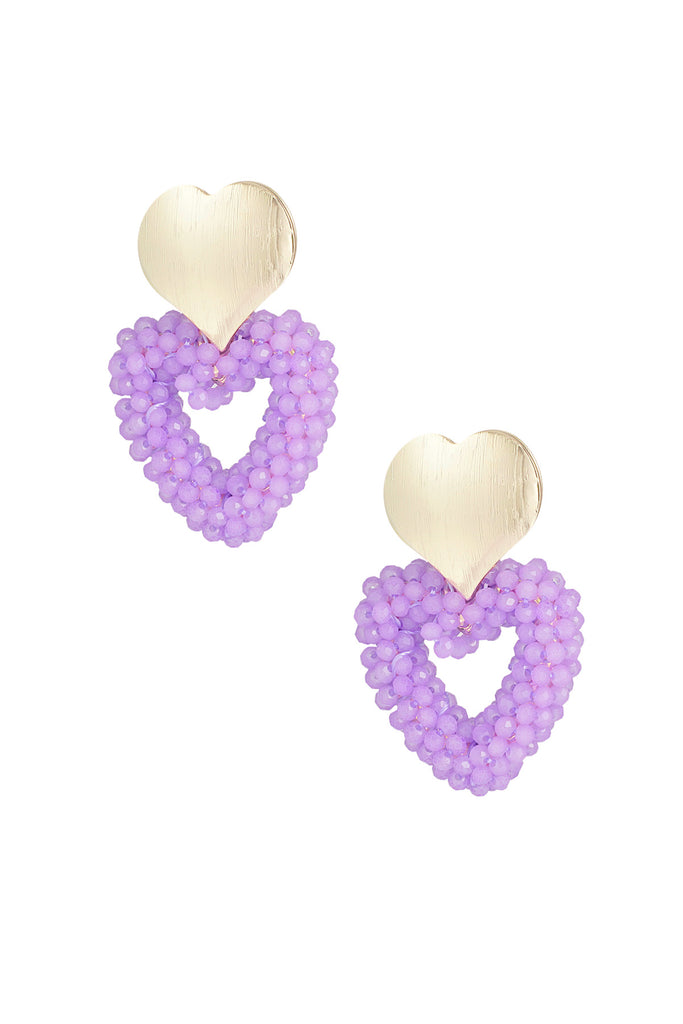 Earrings beaded heart small