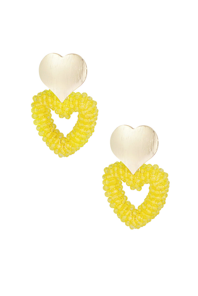 Earrings beaded heart small