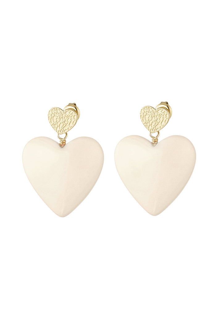 Stud earrings double heart colour