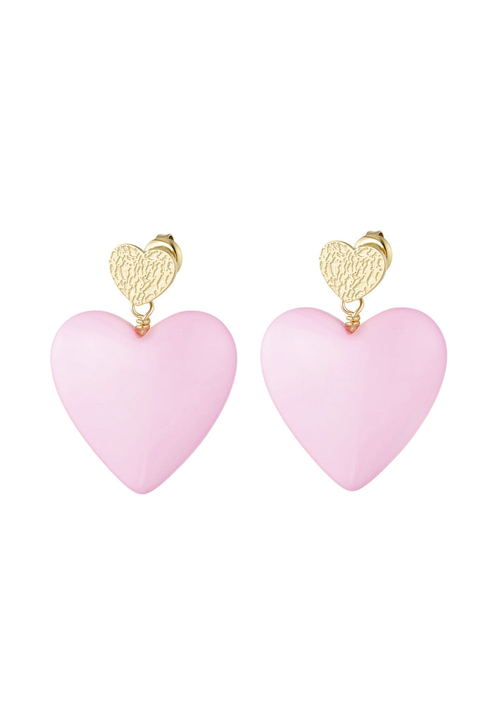 Stud earrings double heart colour