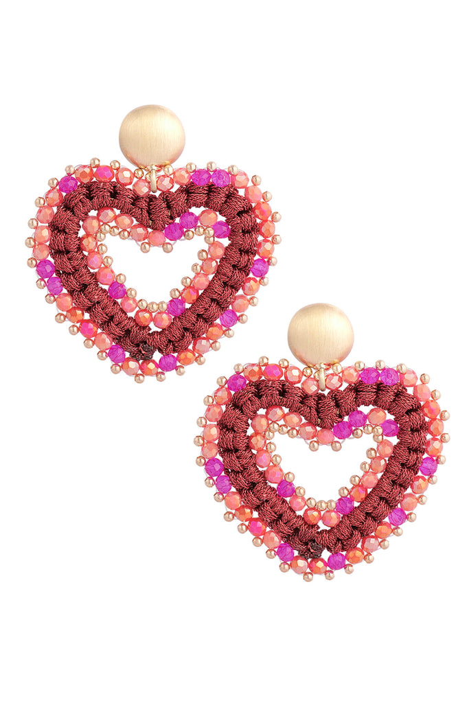 Earrings beaded heart mix