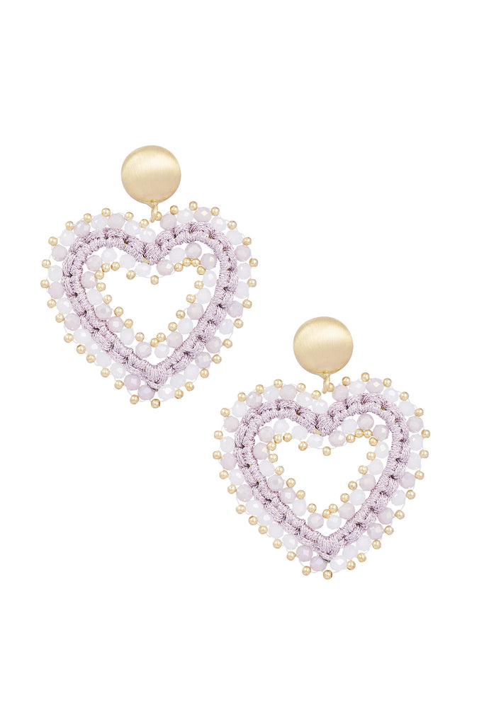 Earrings beaded heart mix