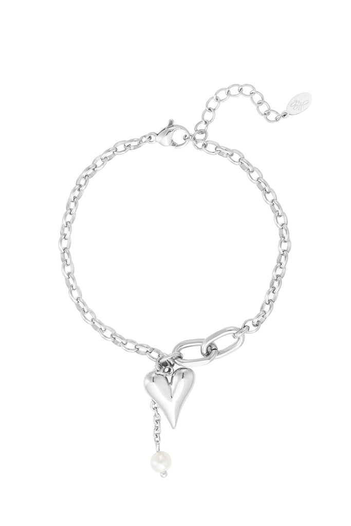 Chain bracelet heart with pearl