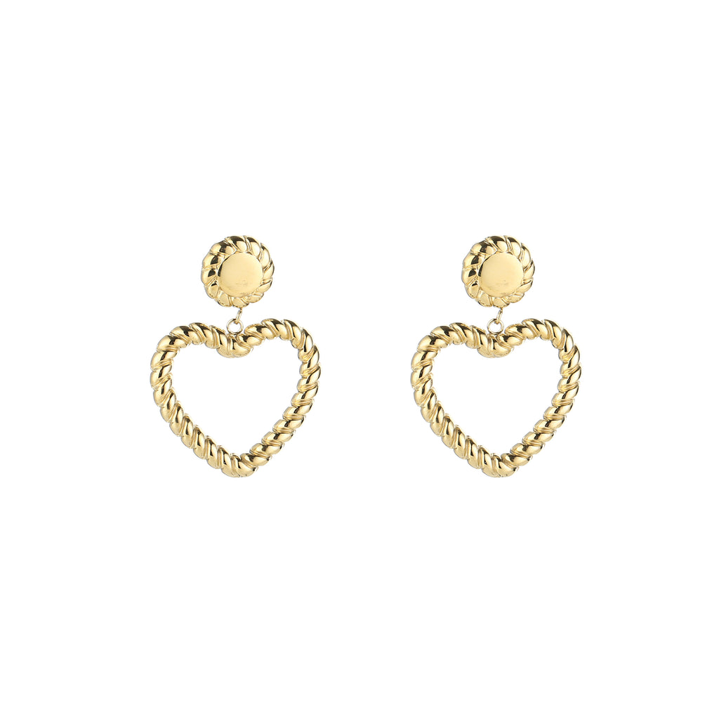 Stud earrings lined heart