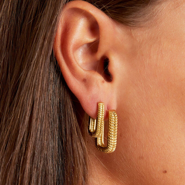 Rectangle earrings woven large