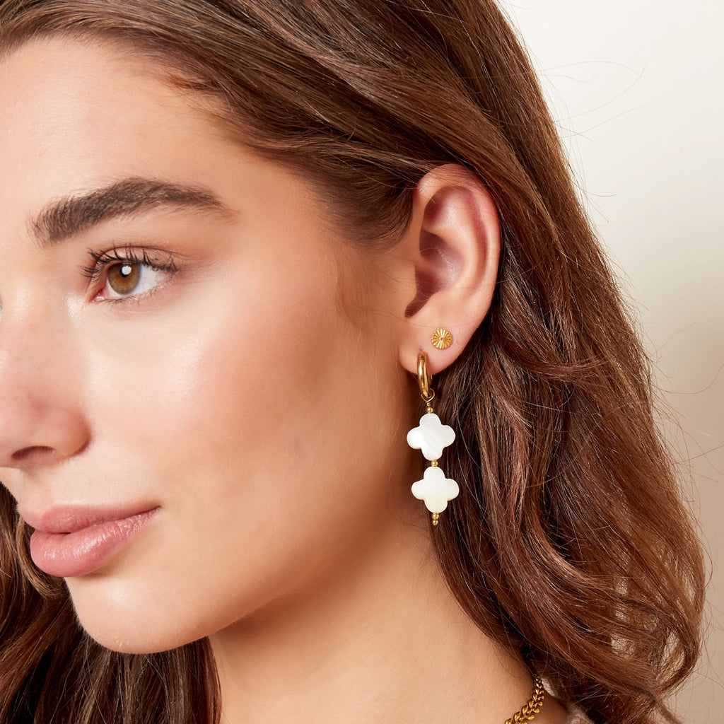 Earrings pearly clovers