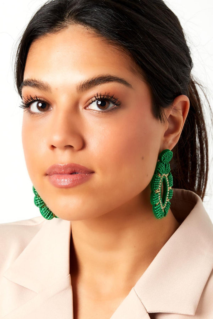 Beaded earrings flower stones