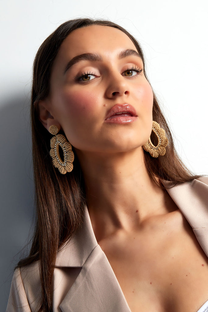 Beaded earrings flower stones