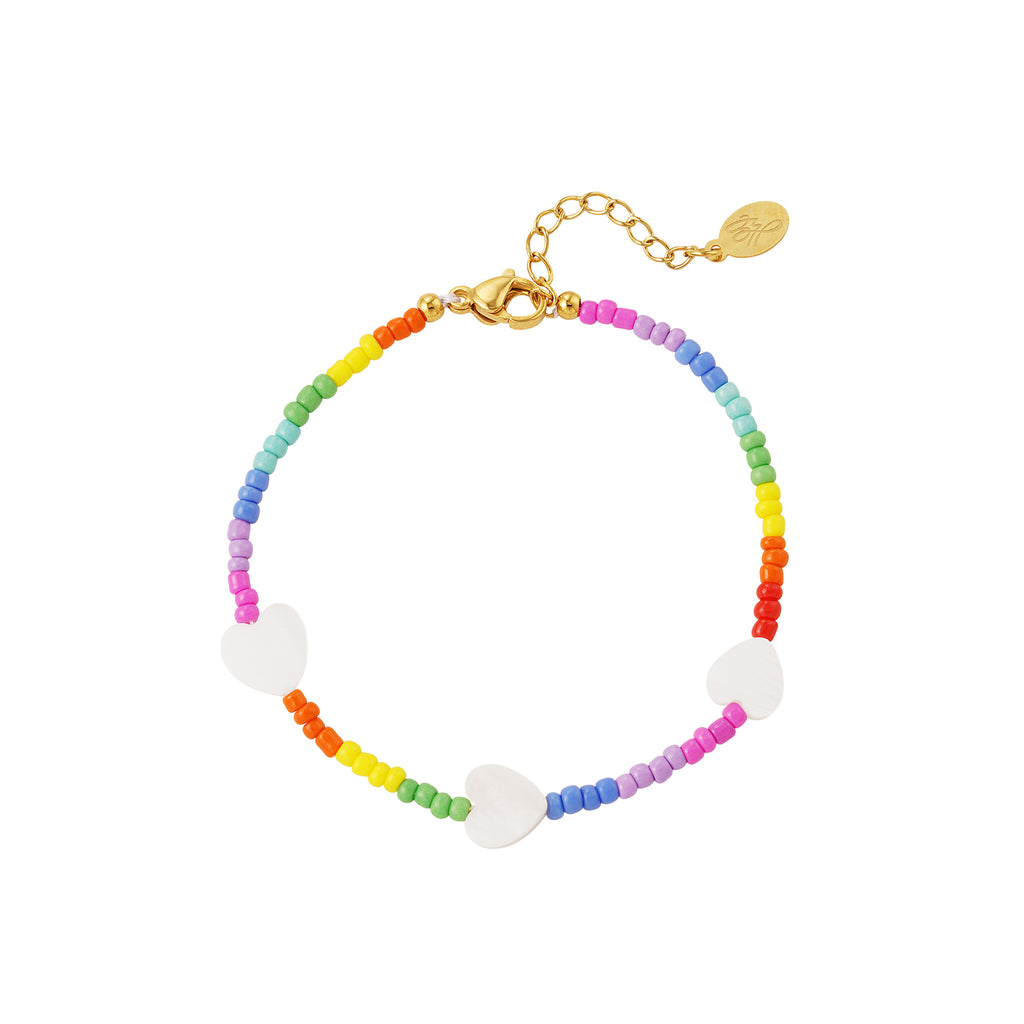 Rainbow bracelet pearly hearts