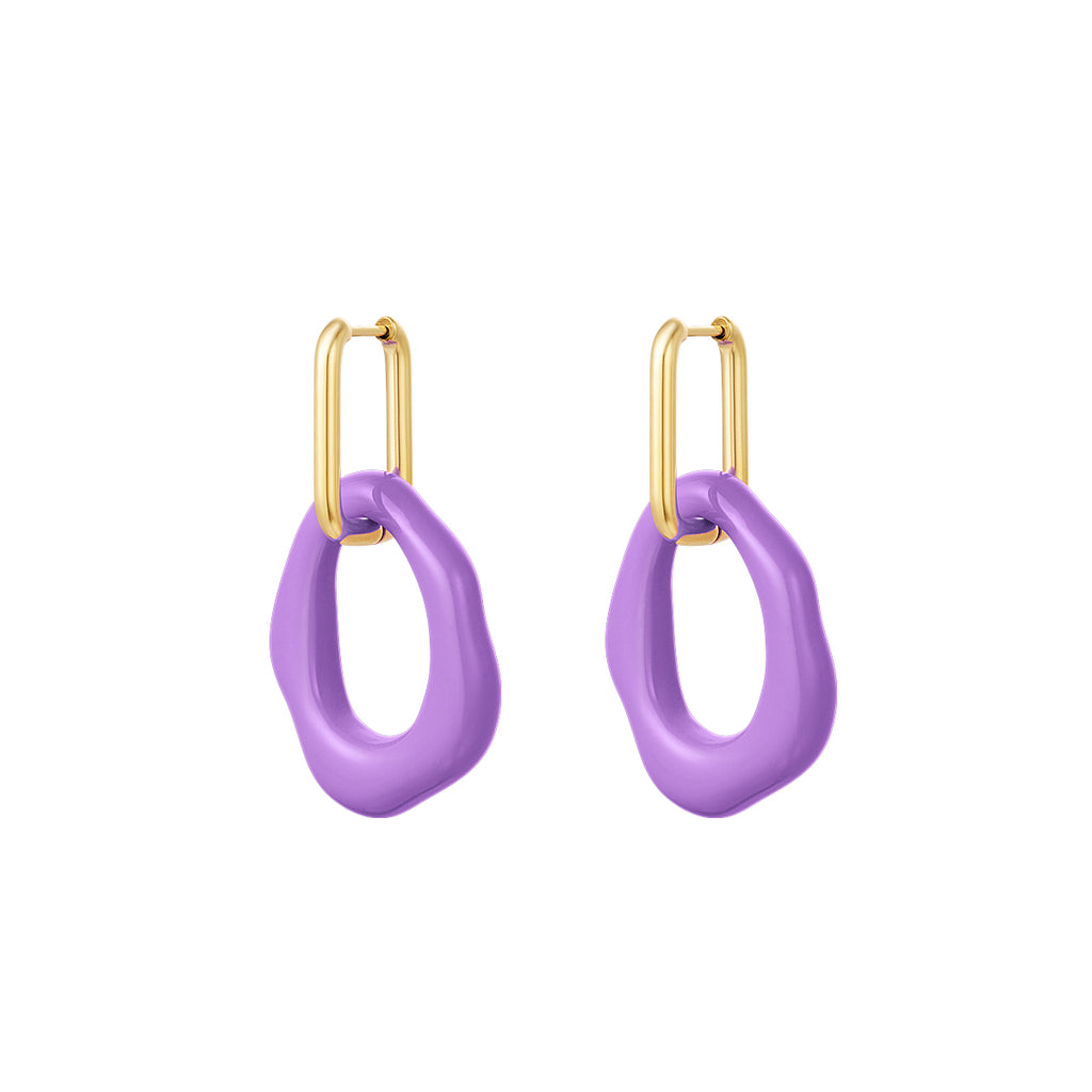 Rectangle earrings assymetric color