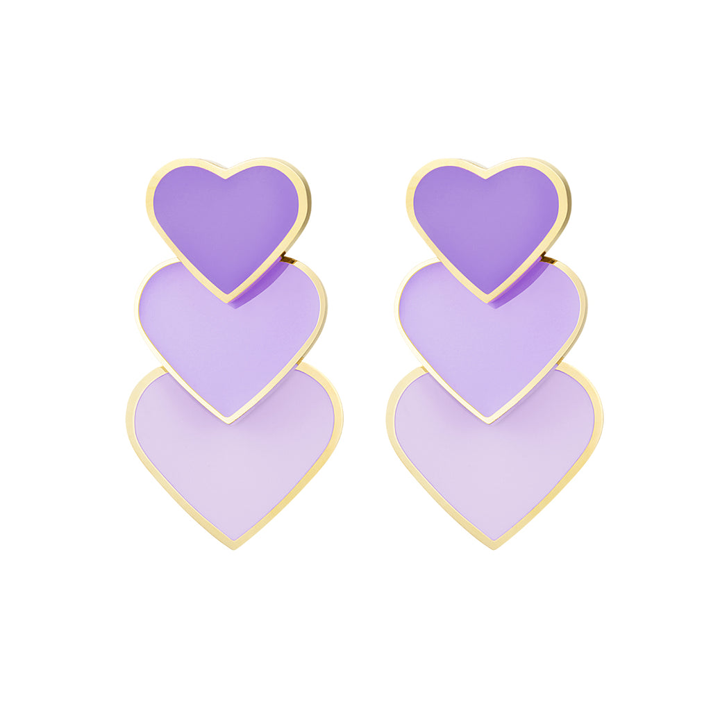 Earrings three hearts colour