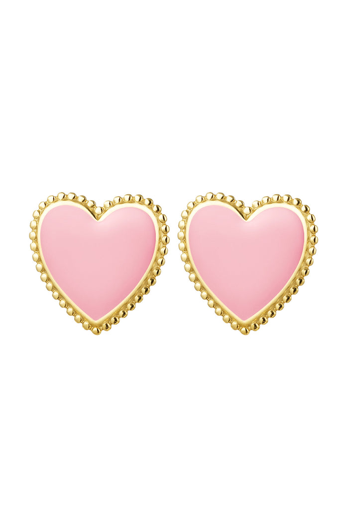Stud earrings big heart colour