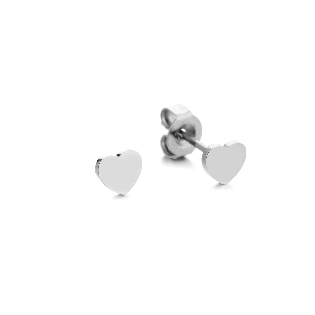 Stud earrings flat heart
