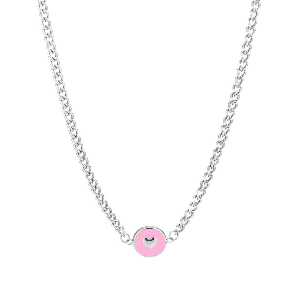 Chain necklace colored heart