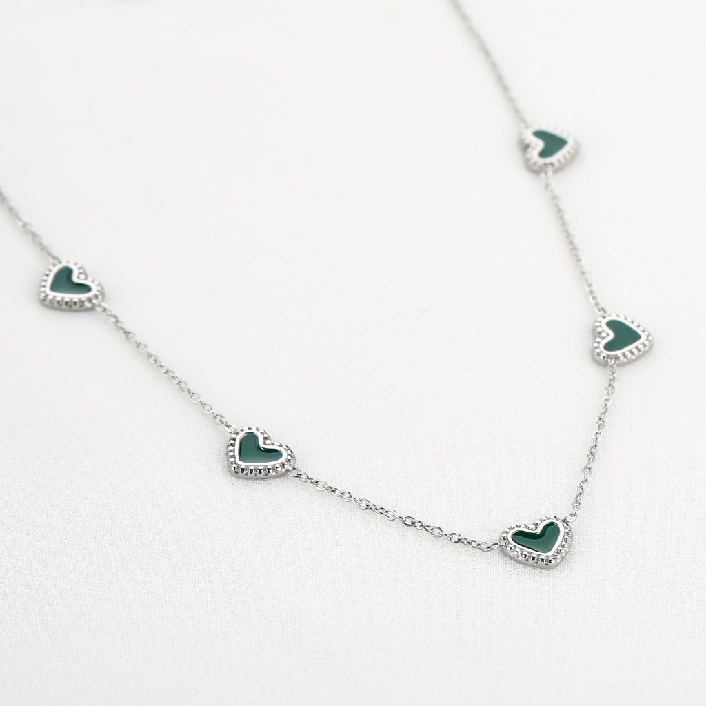 Necklace colour hearts green