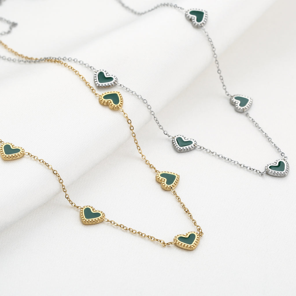 Necklace color hearts green