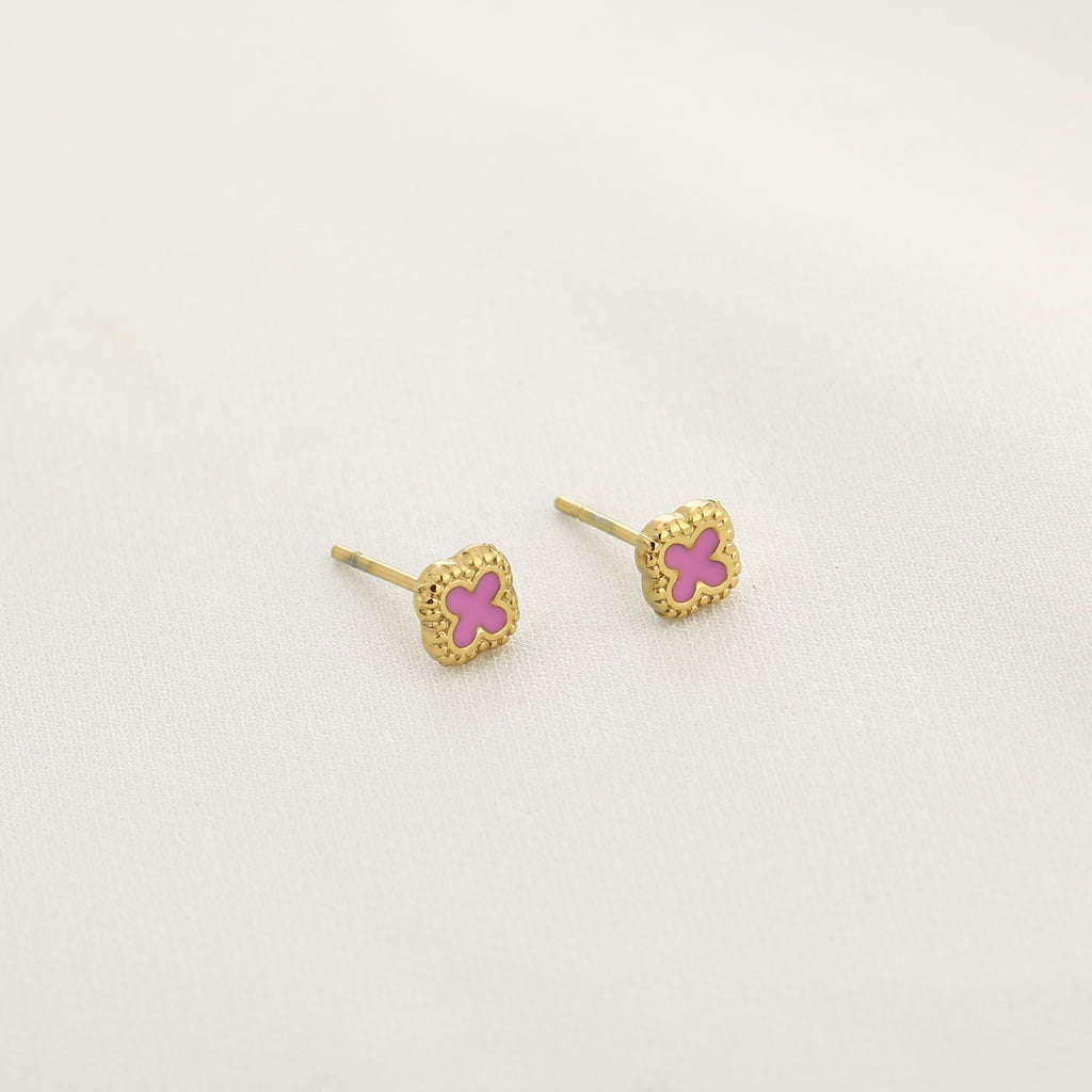 Stud earrings clover pink