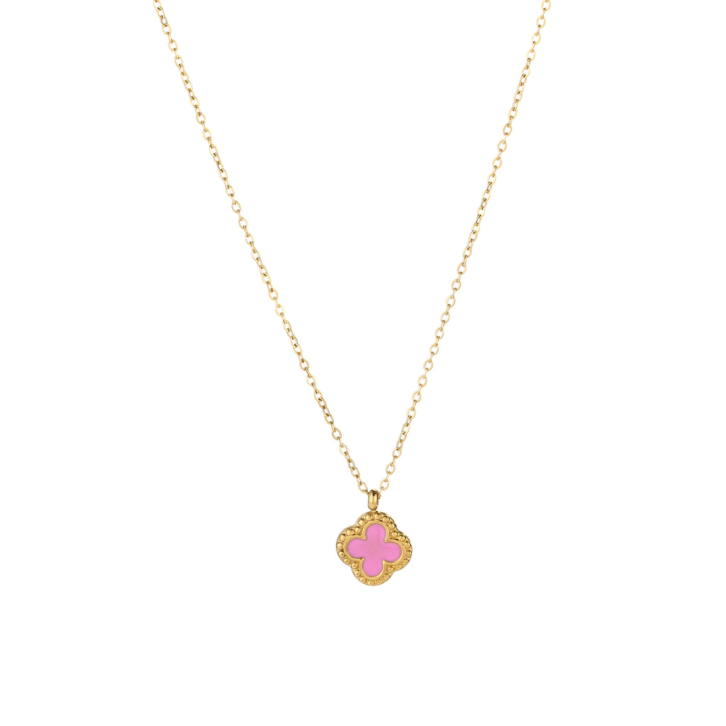 Necklace clover pink