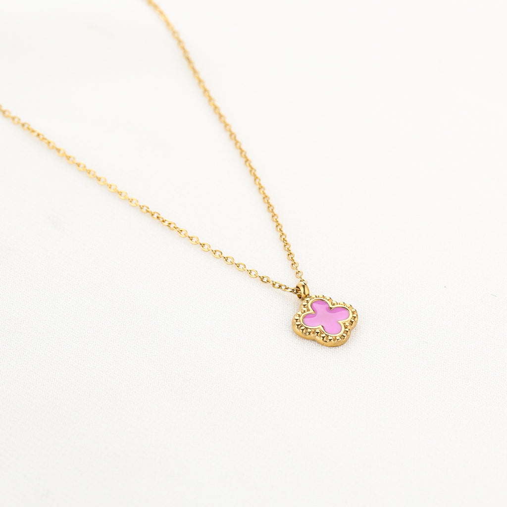 Necklace clover pink