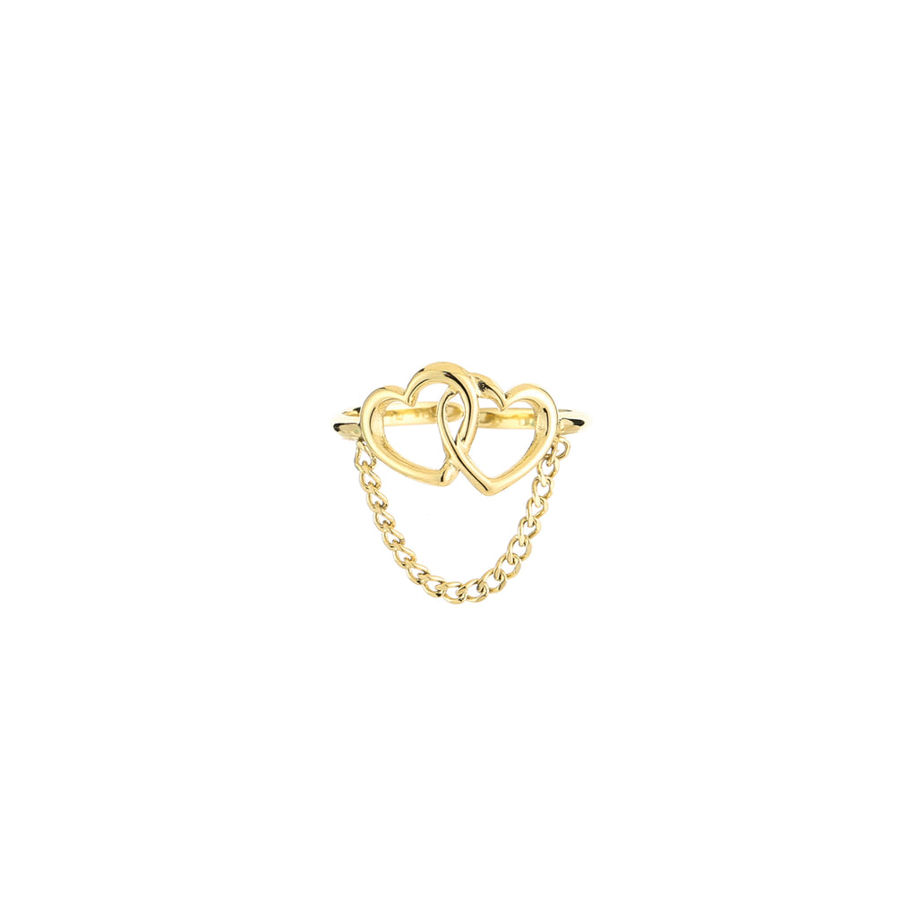 Ring double hearts chain