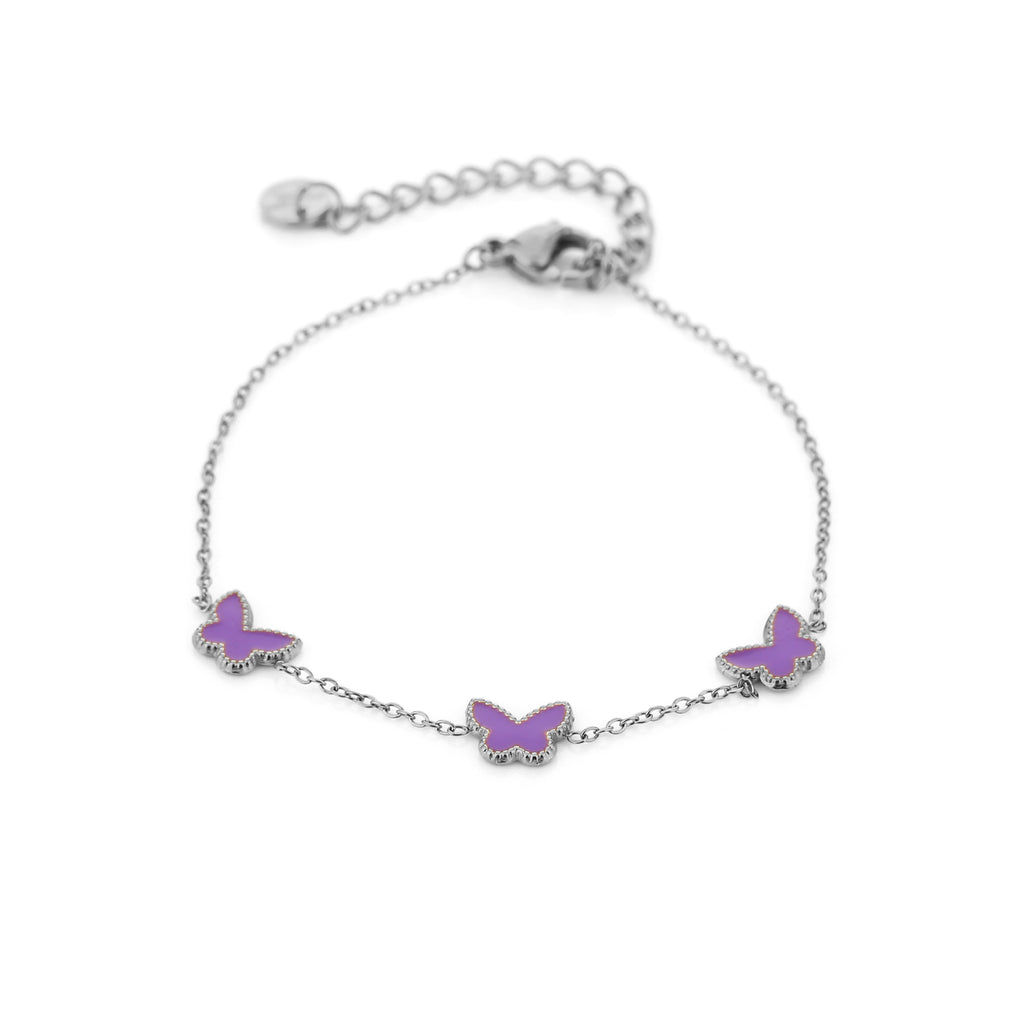 Bracelet three butterfly's purple