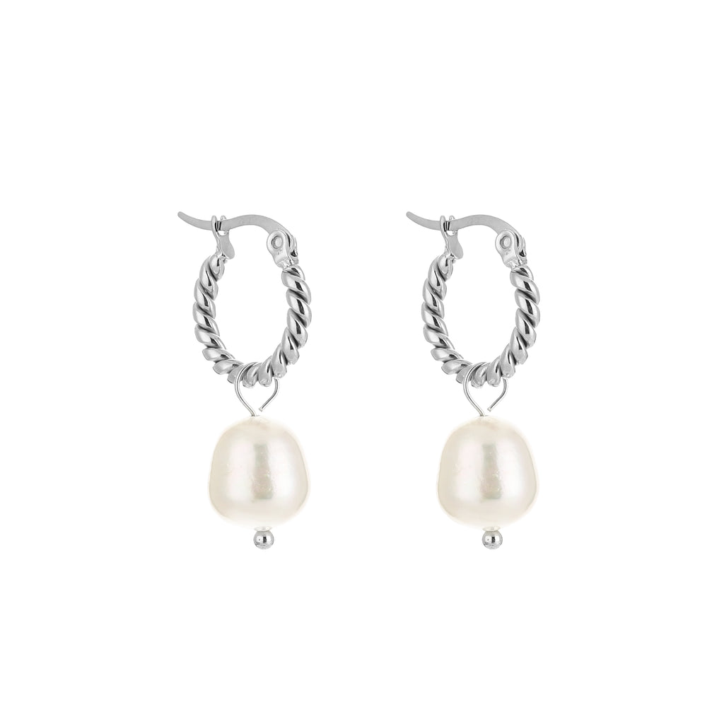 Hoop earrings twisted pearl