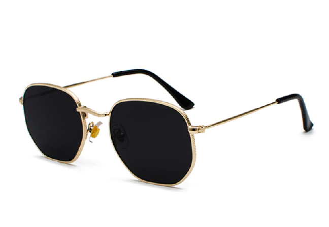 Sunglasses hexagon gold/black